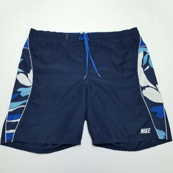 Nike Navy Blue Swimming Shorts - XL - Floral - Picture 1 of 8